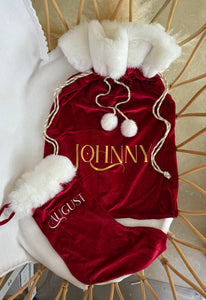 Personalised Holiday Velvet Stocking (New) - Burgundy