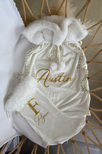 Personalised Holiday Velvet Stocking (New) - Ivory