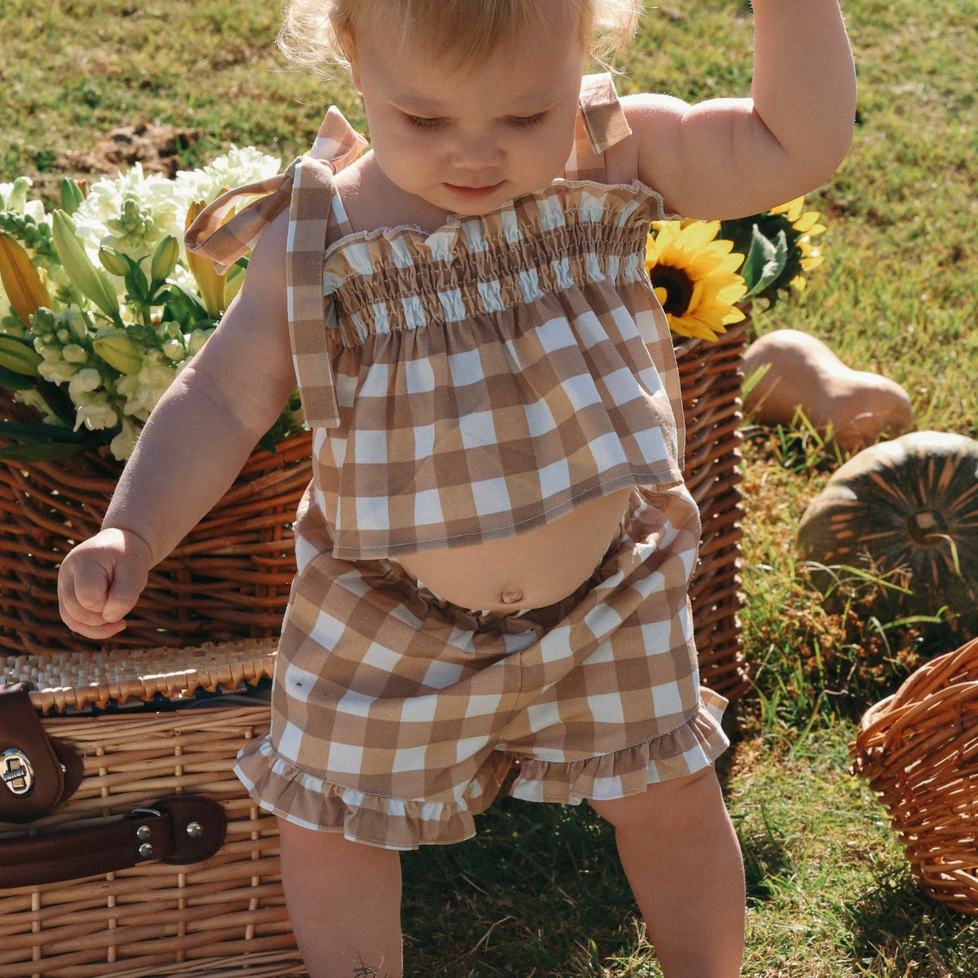 Toffee Gingham Two Piece Set