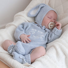 Load image into Gallery viewer, 'My First Easter' Long Sleeve Knit Romper - Powder Blue