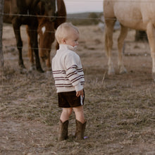 Load image into Gallery viewer, Quarter Zip Knit - Espresso Stripe