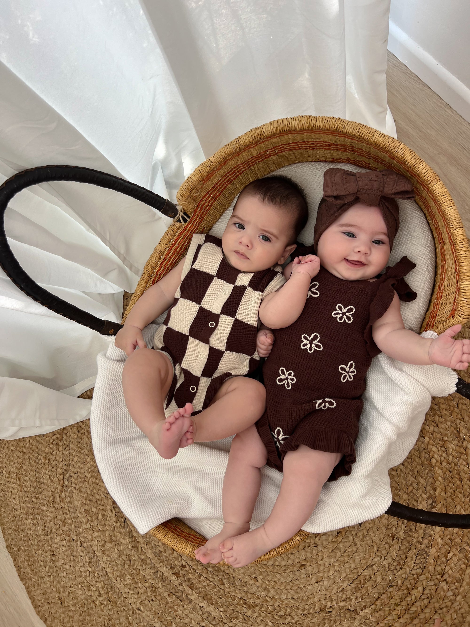 Espresso Check Knit Romper