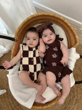Load image into Gallery viewer, Espresso Check Knit Romper