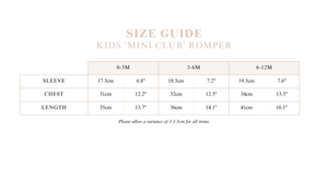 'Mini Club' Short Sleeve Romper - Sea Salt