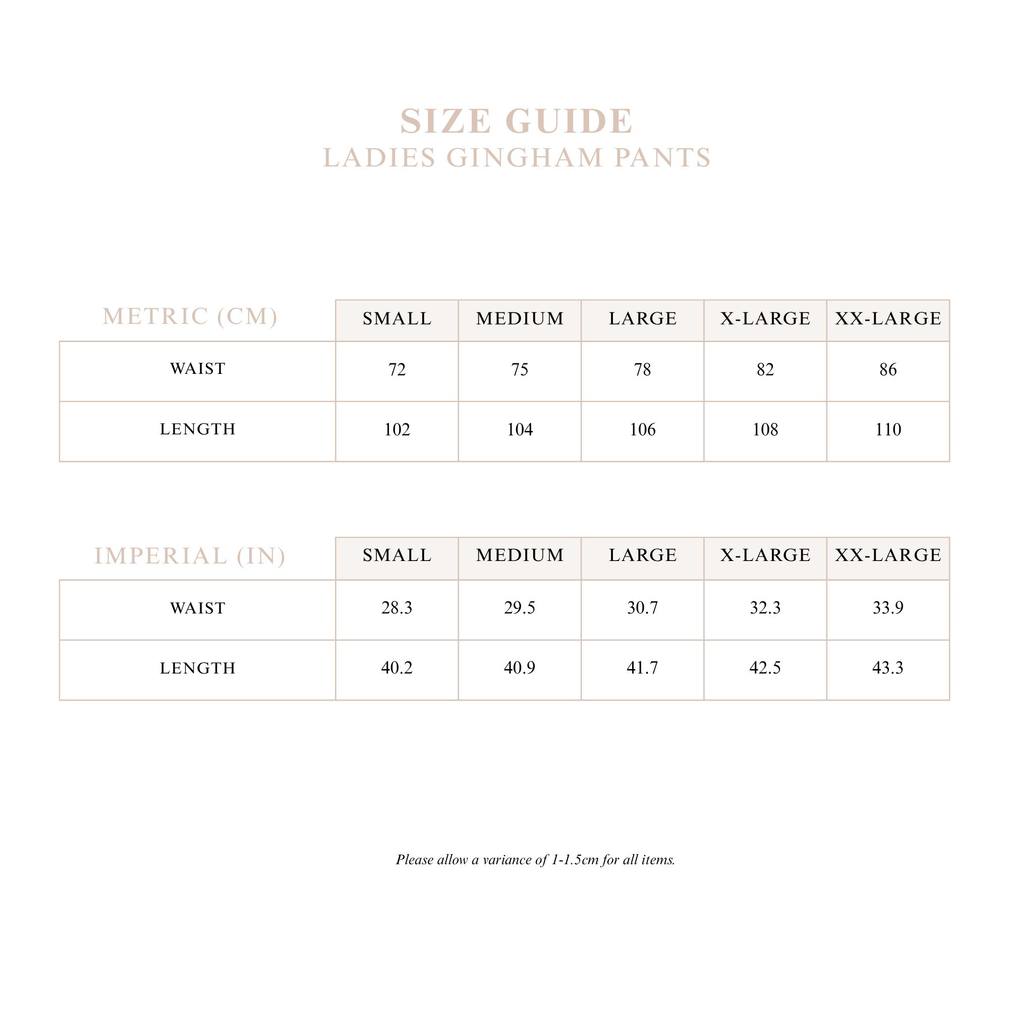 Ladies Cocoa Gingham Pants