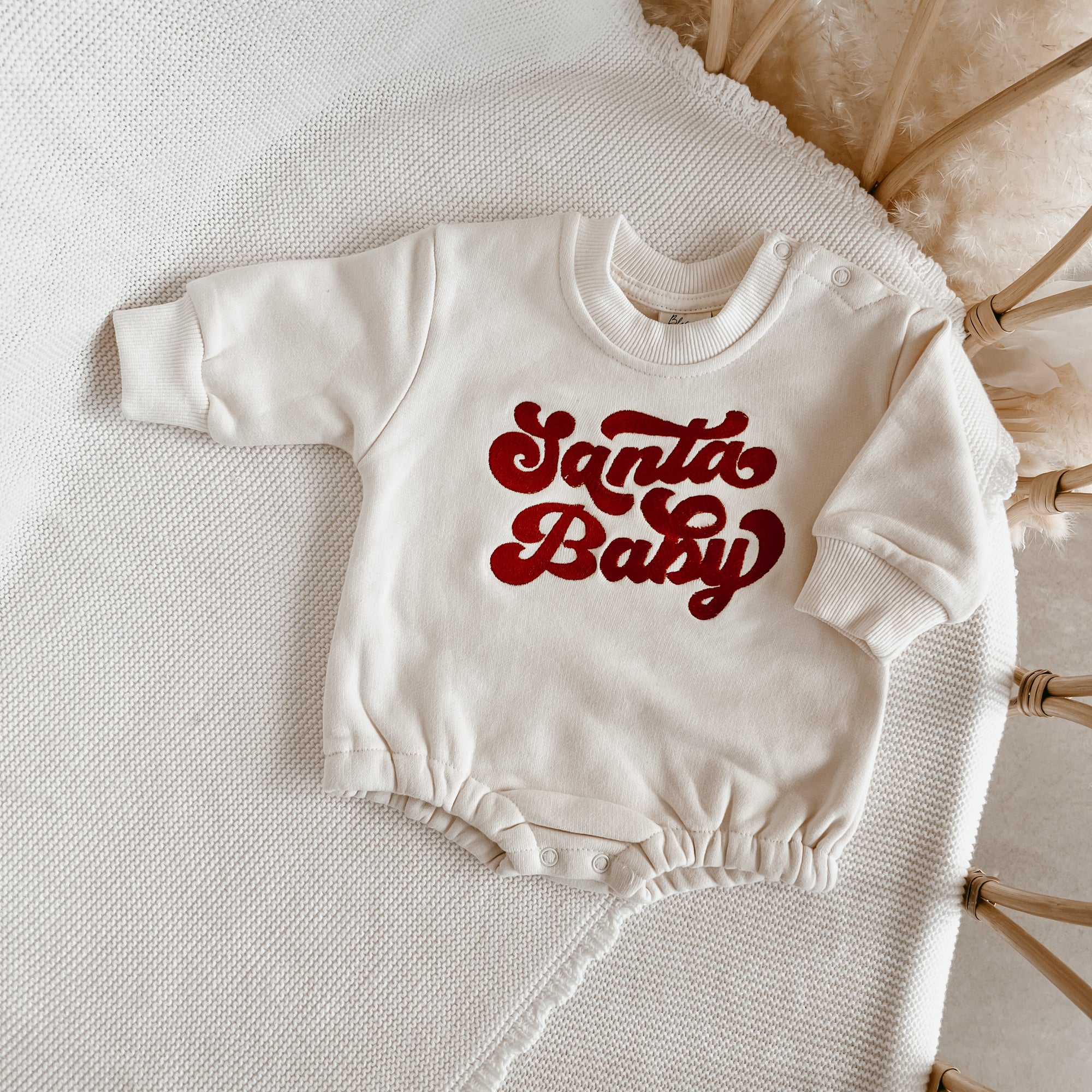 Vintage 'Santa Baby' Long Sleeve Bubble Romper*