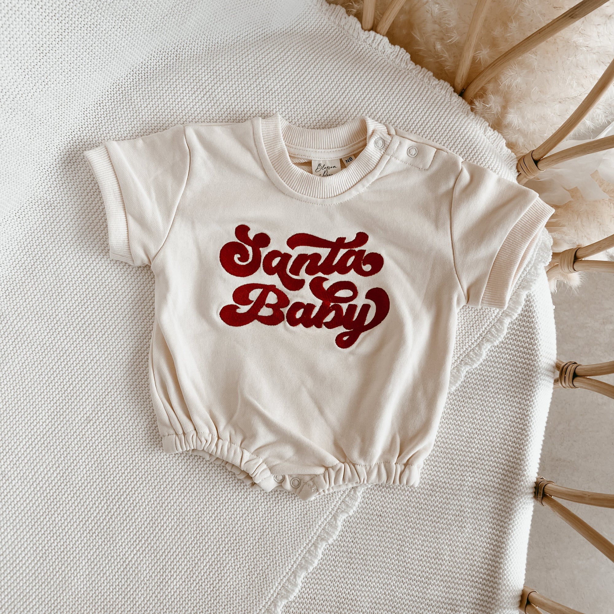 Vintage 'Santa Baby' Short Sleeve Bubble Romper