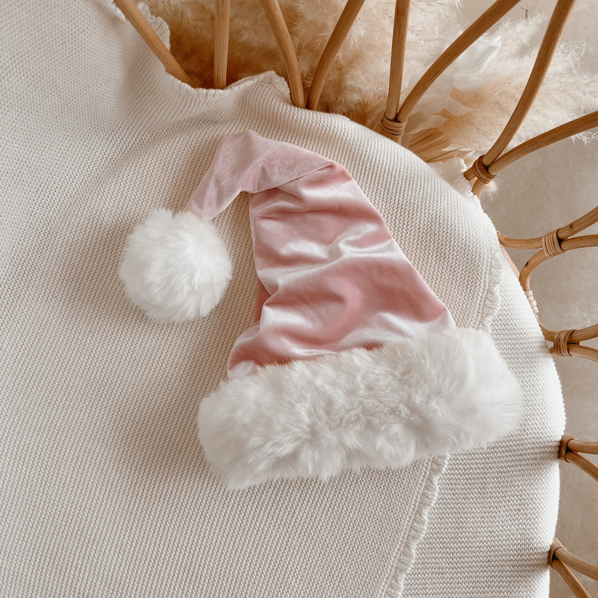 Velvet Santa Hat - Blush - PRE ORDER - Est. Dispatch Early October