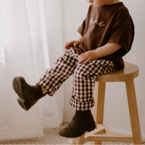 Kid's Cocoa Gingham Pants