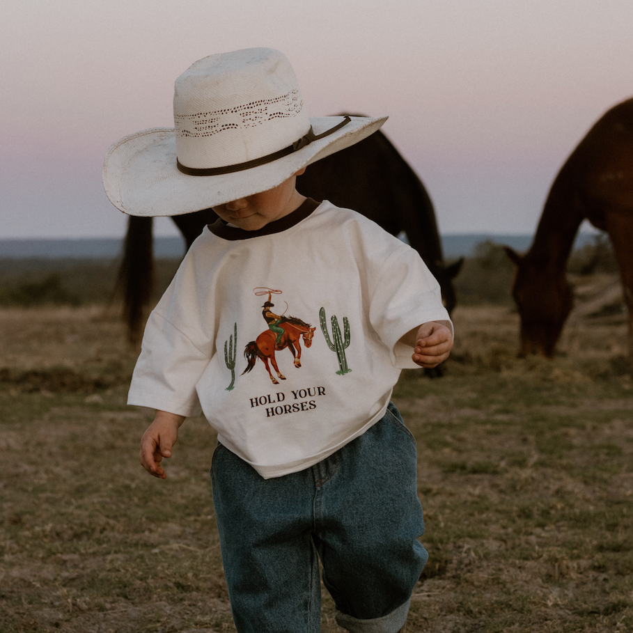 Kids 'Hold Your Horses' Slouch Tee – Blossom and Pear