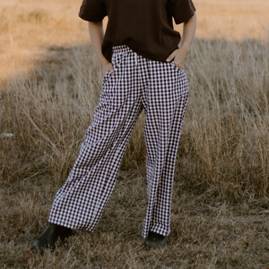 Ladies Cocoa Gingham Pants