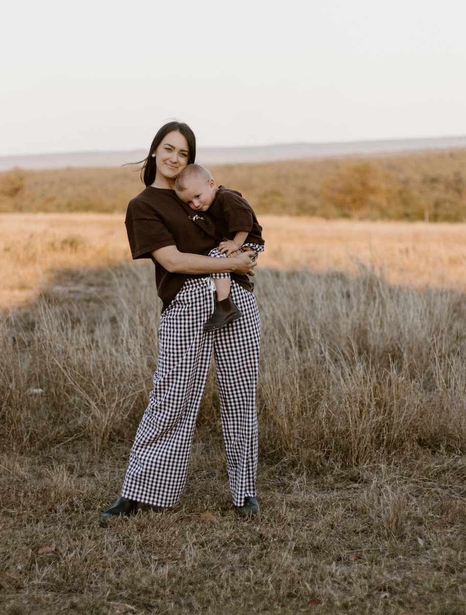 Ladies Cocoa Gingham Pants