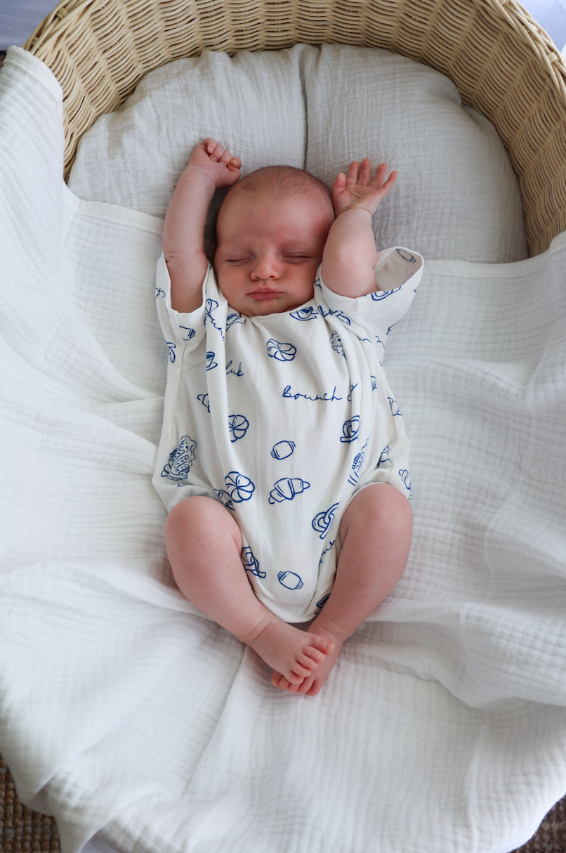 'Brunch Club' Slouch Romper - Blue &amp; White