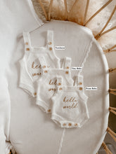 Load image into Gallery viewer, Petite - &#39;Hello World&#39; Singlet Knit Romper - Milk