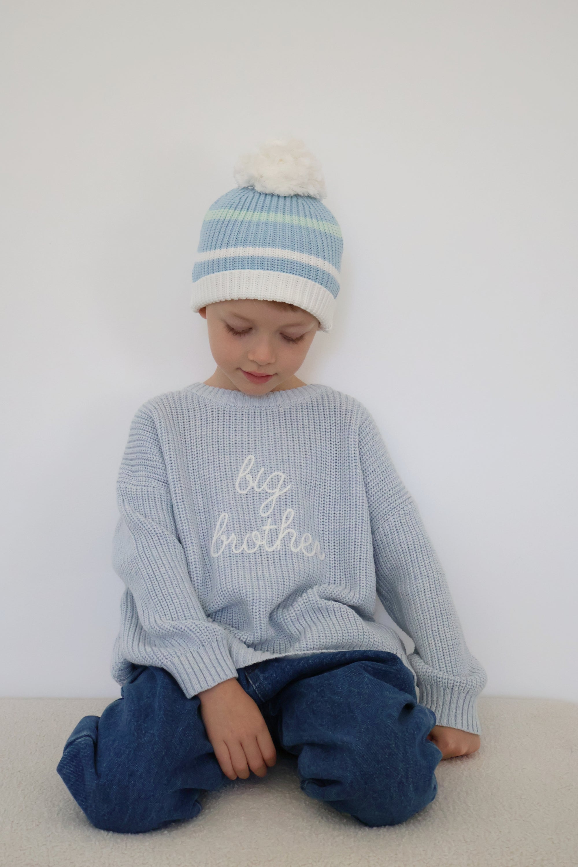 'Big Brother' Mini Knit Sweater - Powder Blue