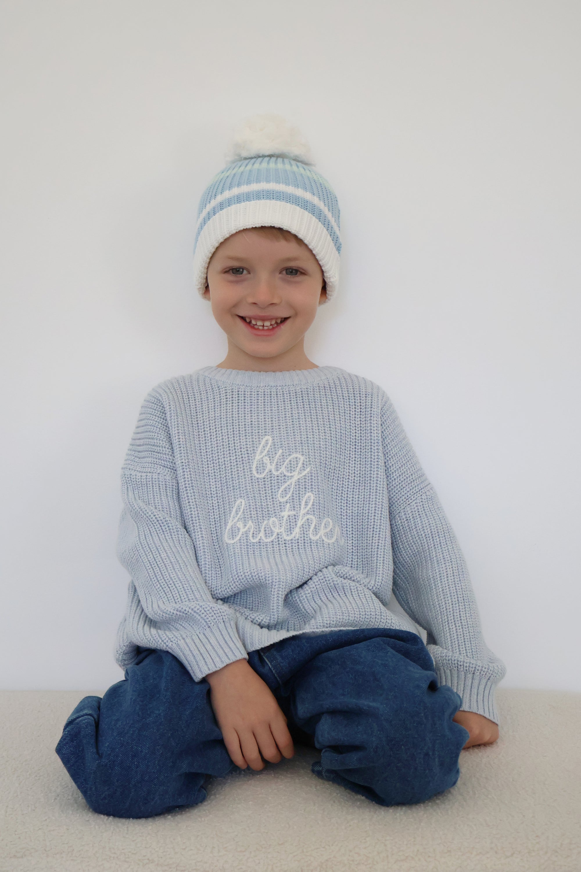 'Big Brother' Mini Knit Sweater - Powder Blue