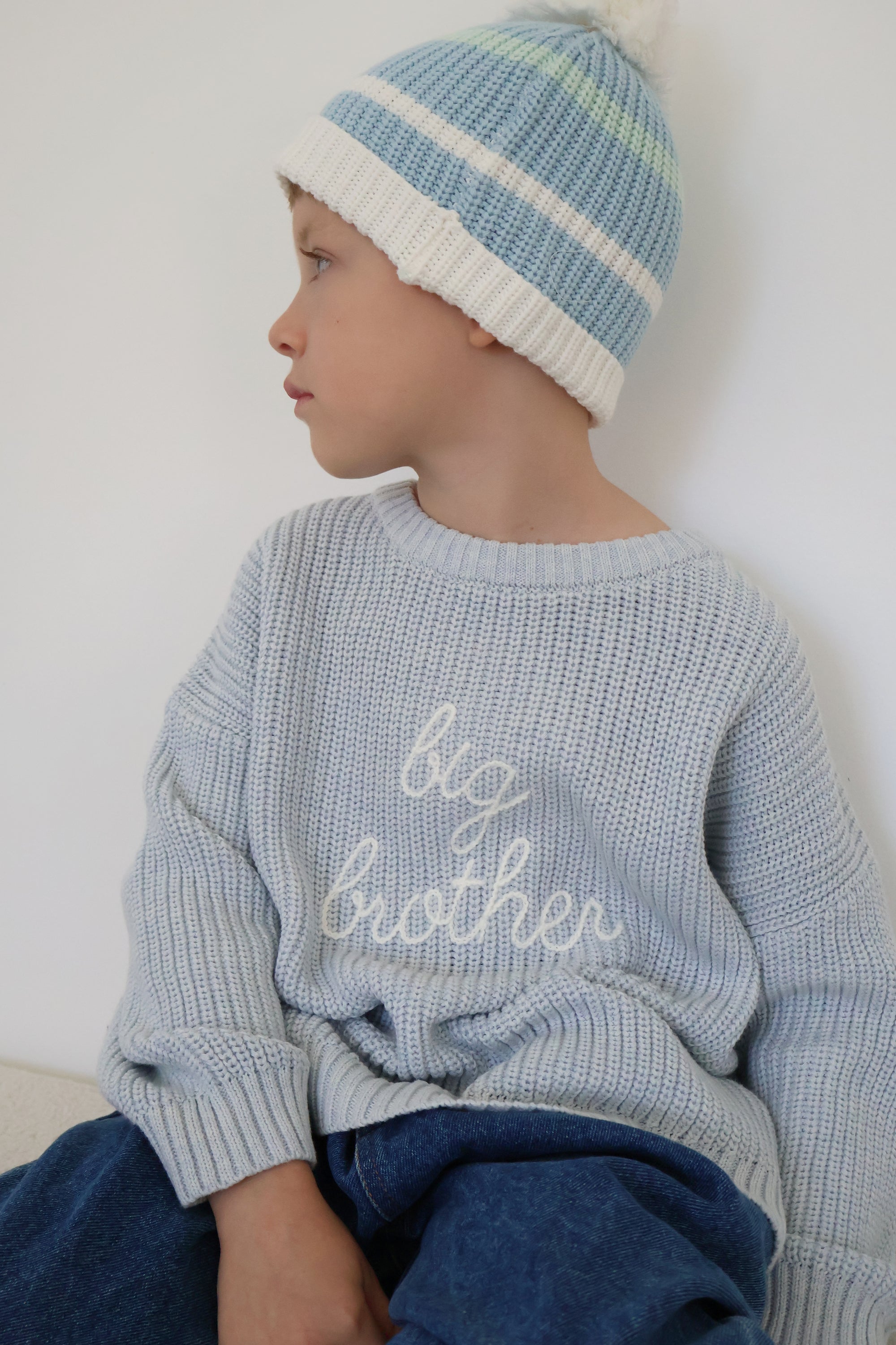'Big Brother' Mini Knit Sweater - Powder Blue