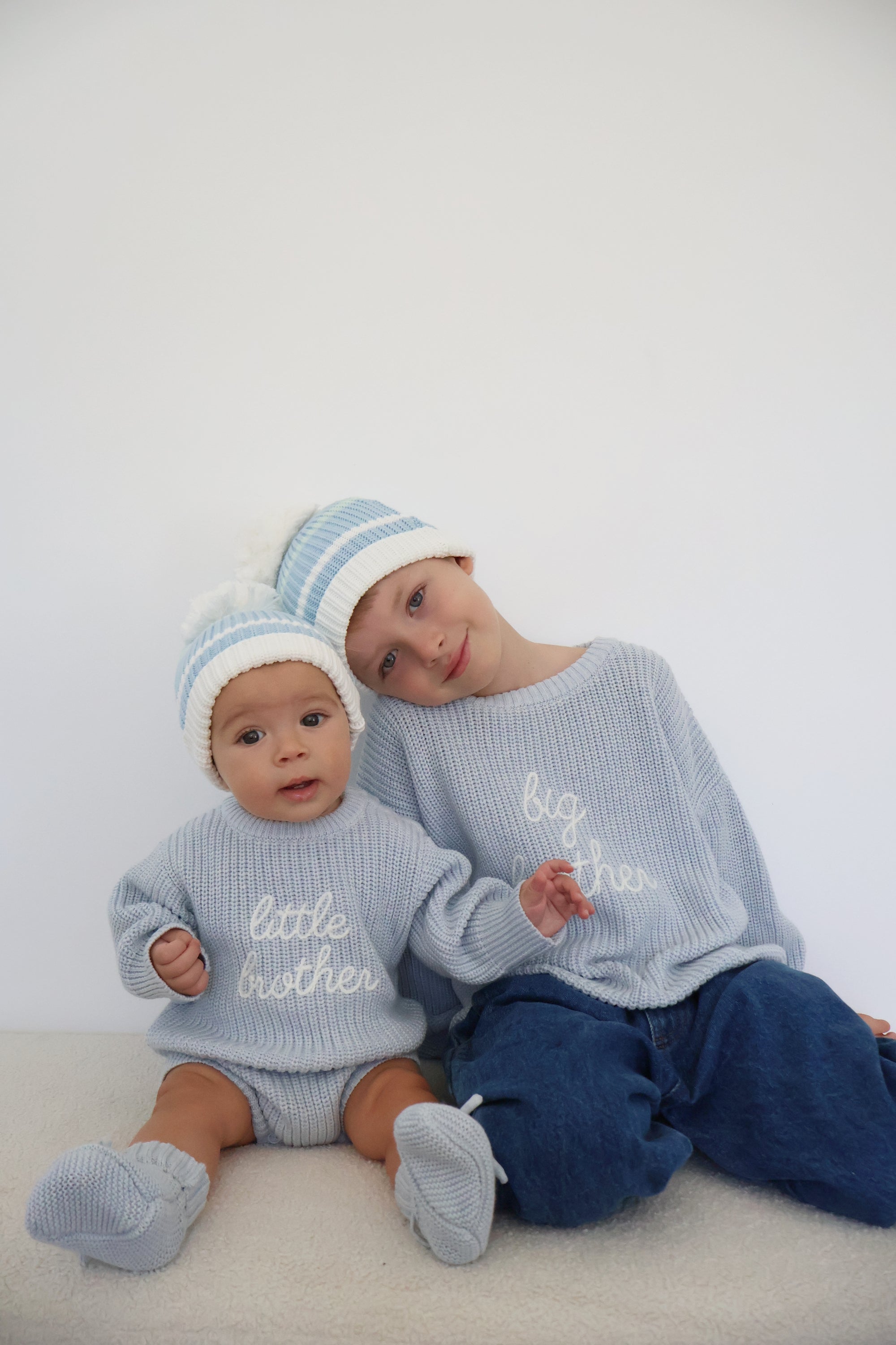 'Big Brother' Mini Knit Sweater - Powder Blue
