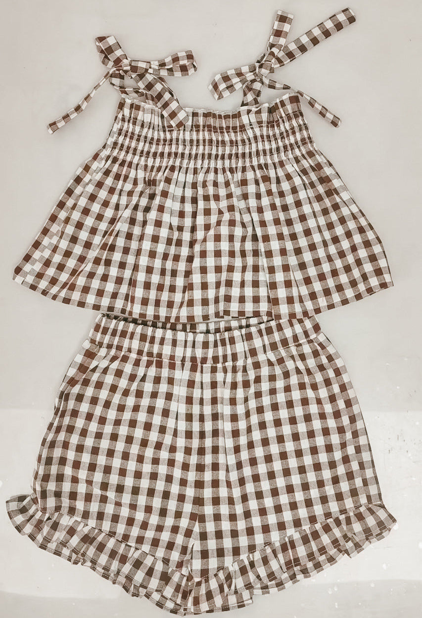 Cocoa Gingham - Two Piece Set