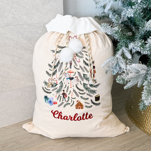 Personalised Holiday Santa Sack - Linen