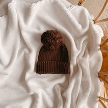 Load image into Gallery viewer, Mini Knit Beanie - Espresso (Two Pom Options)
