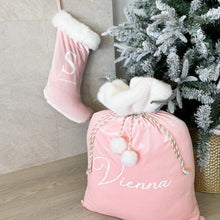 Load image into Gallery viewer, Personalised Holiday Velvet Stocking (New) - Blush