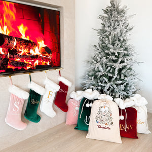 Personalised Holiday Santa Sack & Stocking Bundle - Burgundy - PRE ORDER - Est. Dispatch October