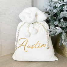 Load image into Gallery viewer, Personalised Holiday Santa Sack (New) - Ivory