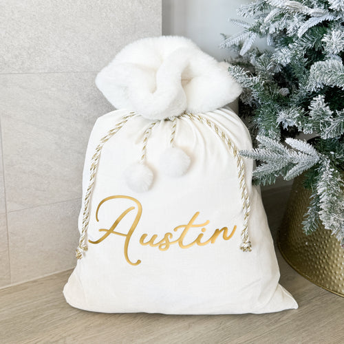 Personalised Holiday Santa Sack (New) - Ivory