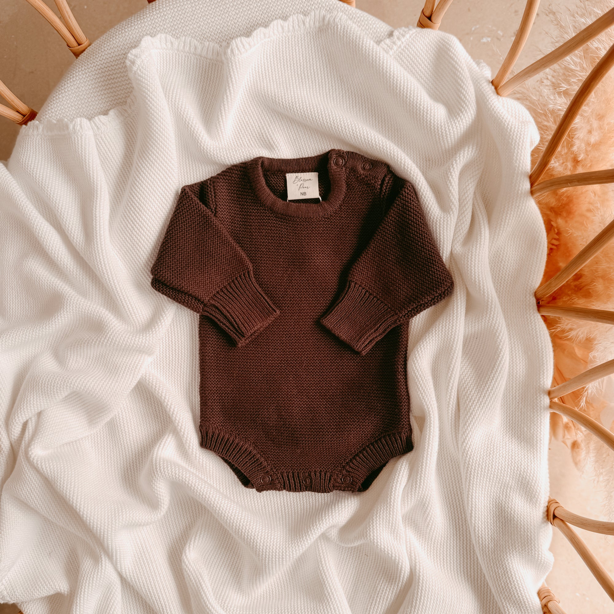Long Sleeve Knit Romper - Espresso