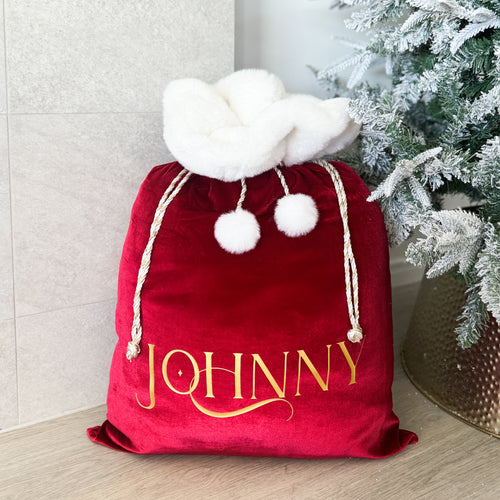 Personalised Holiday Santa Sack (New) - Burgundy