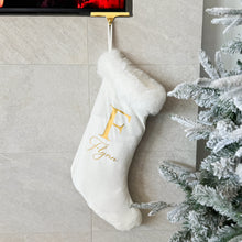 Load image into Gallery viewer, Personalised Holiday Velvet Stocking (New) - Ivory