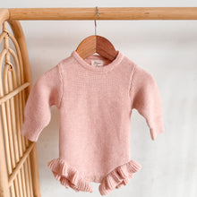 Load image into Gallery viewer, Long Sleeve Frill Leg Knit Romper - Pink Lemonade