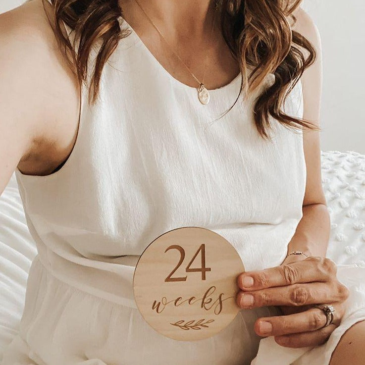 Engraved Wooden Pregnancy Milestone Collection - Set of 14 - 10cm