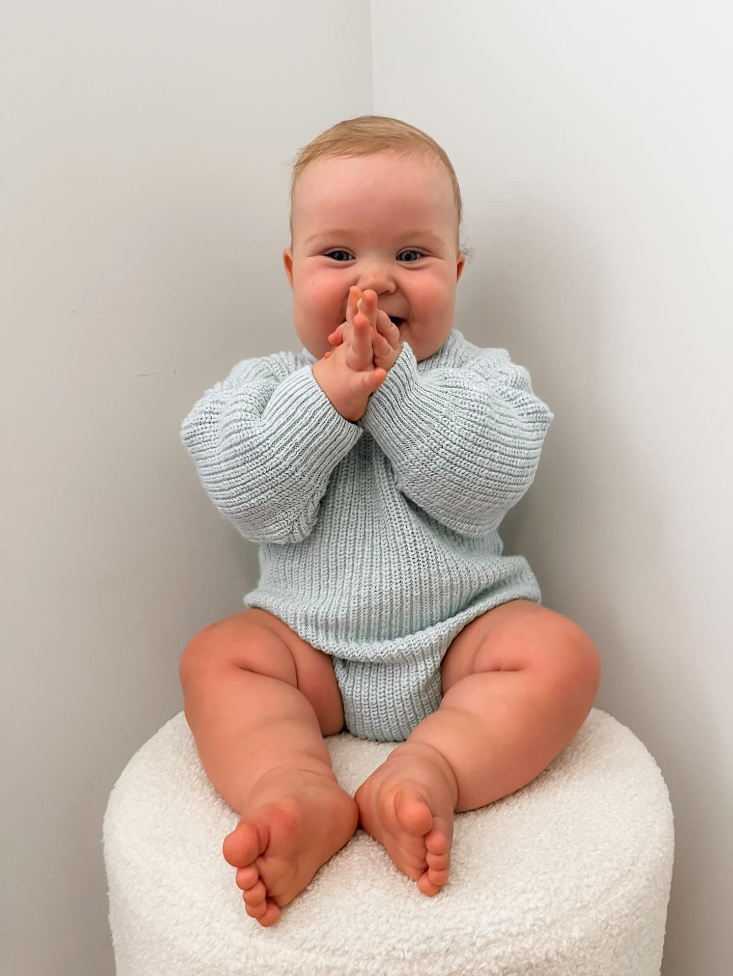 Chunky Knit Romper - Periwinkle Blue