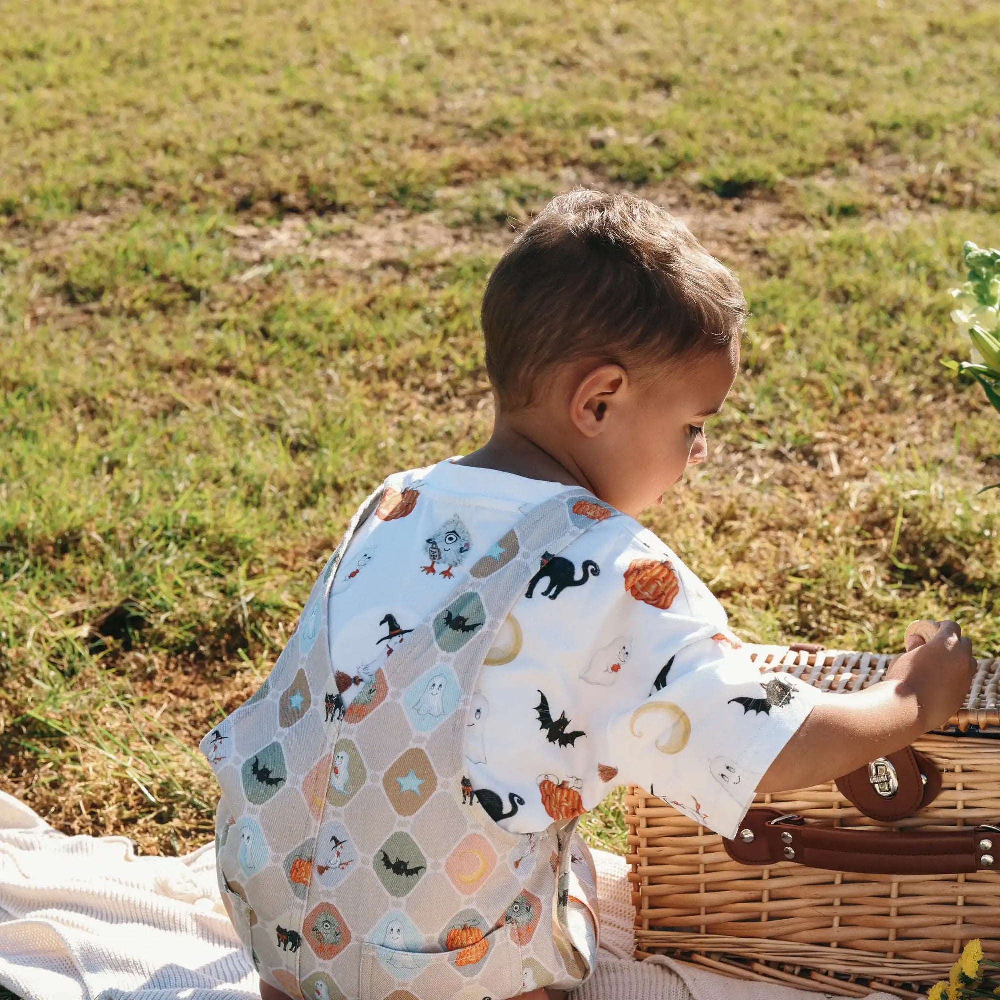 'Halloween Spookies' Denim Overalls