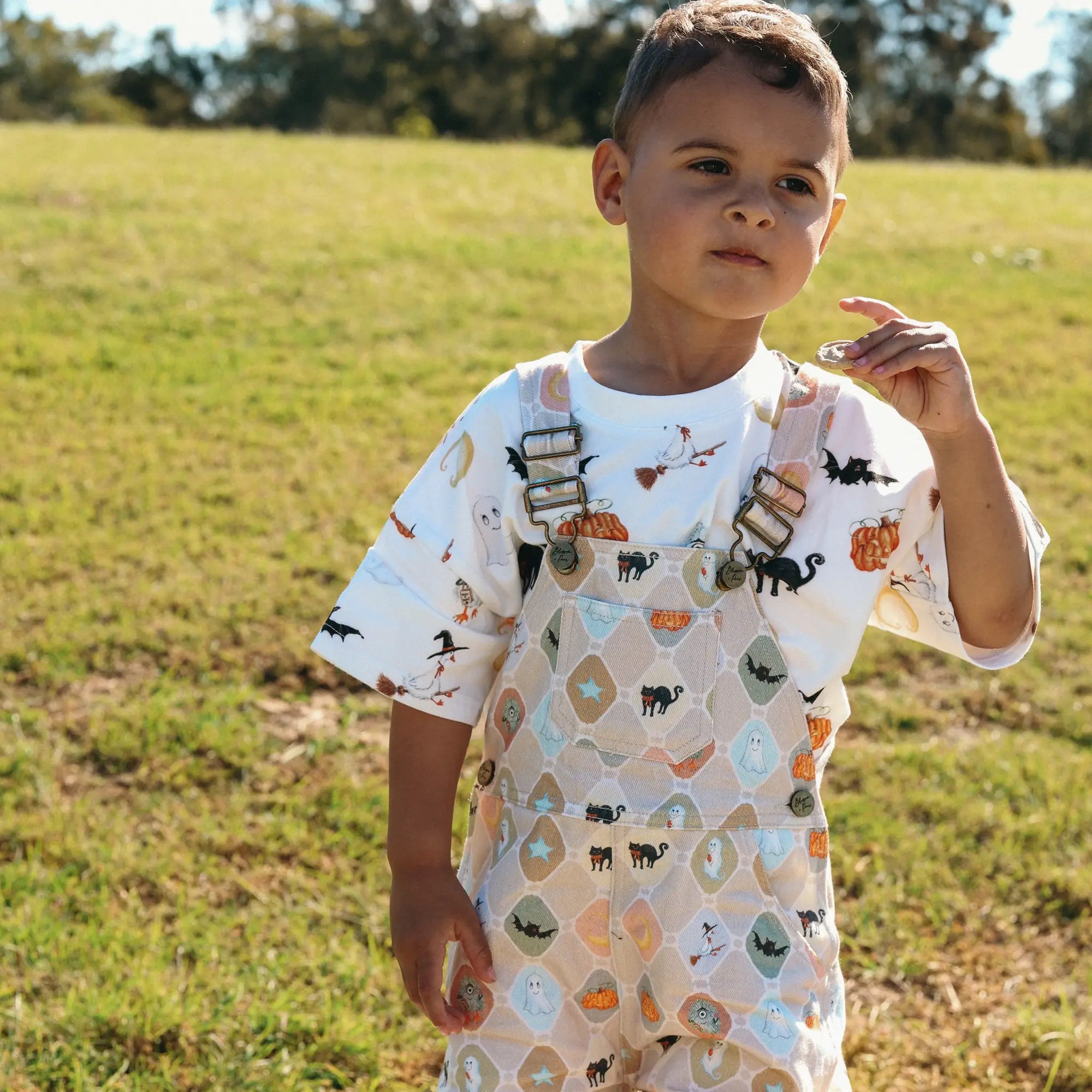 'Halloween Spookies' Denim Overalls