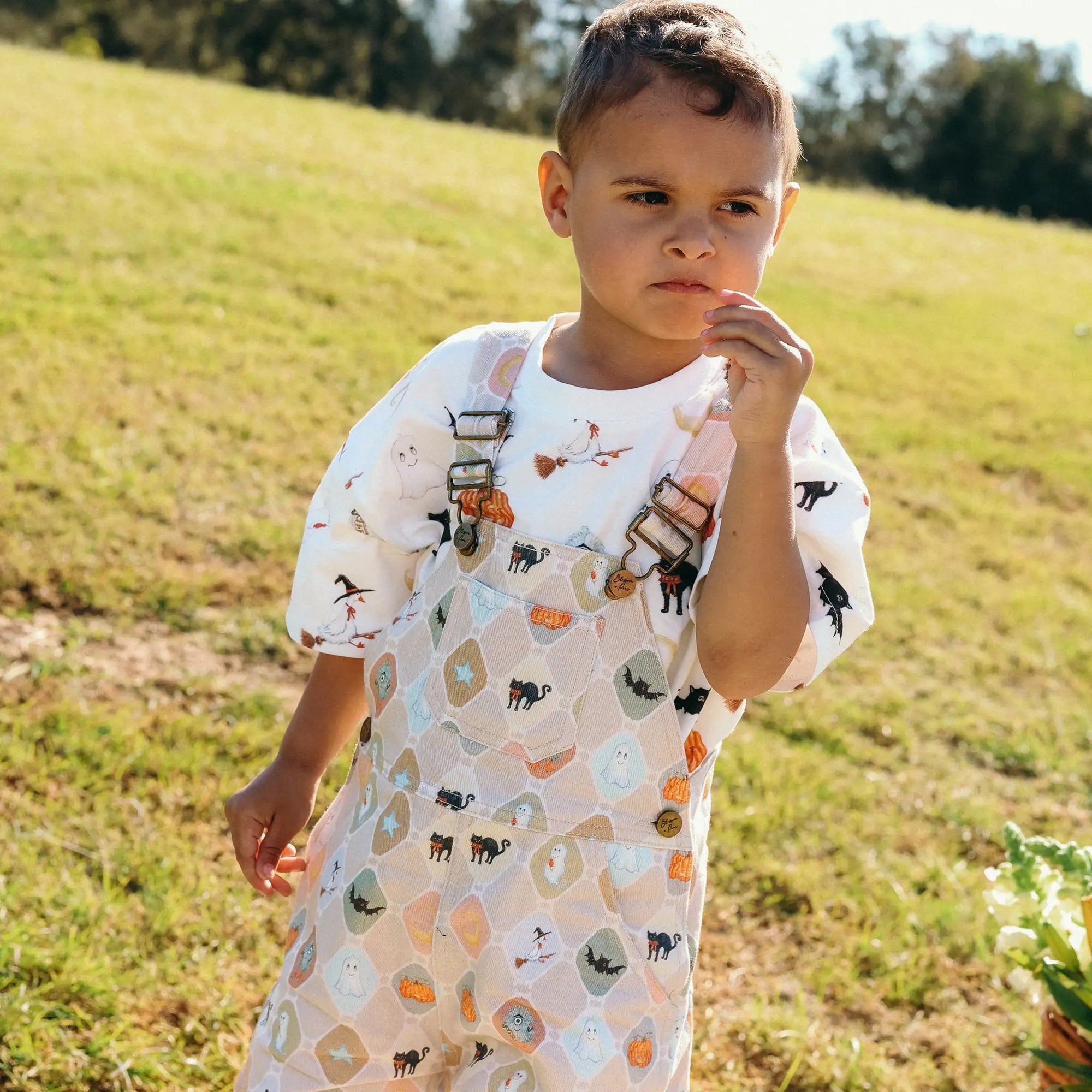 'Halloween Spookies' Denim Overalls