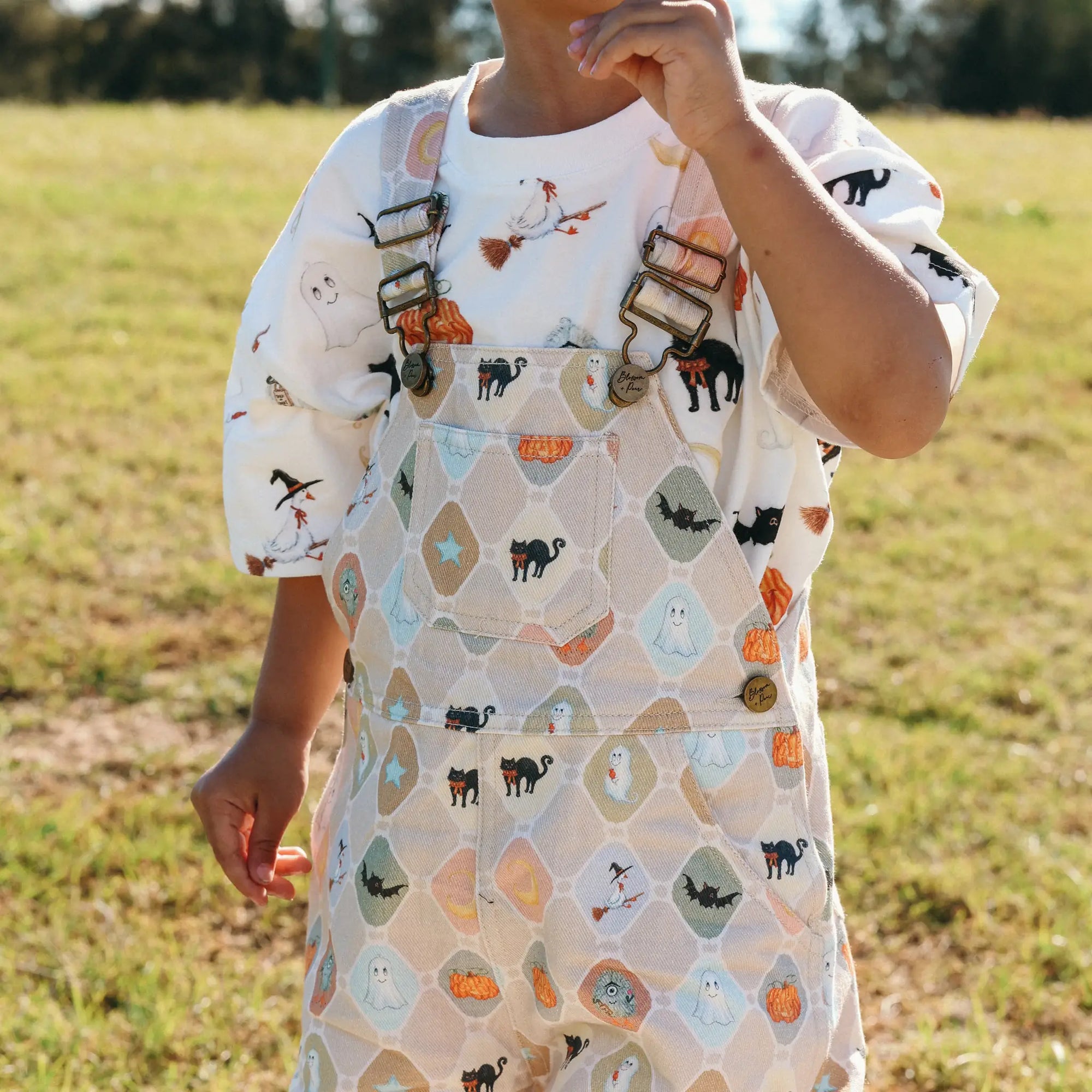 'Halloween Spookies' Denim Overalls