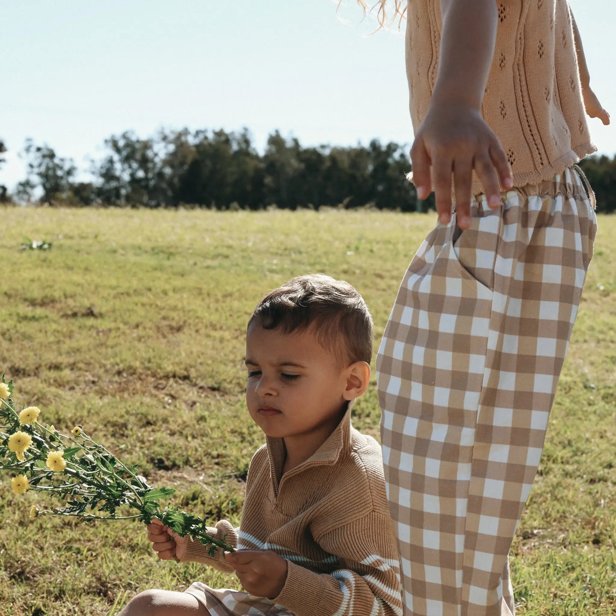 Kids Toffee Gingham Pants