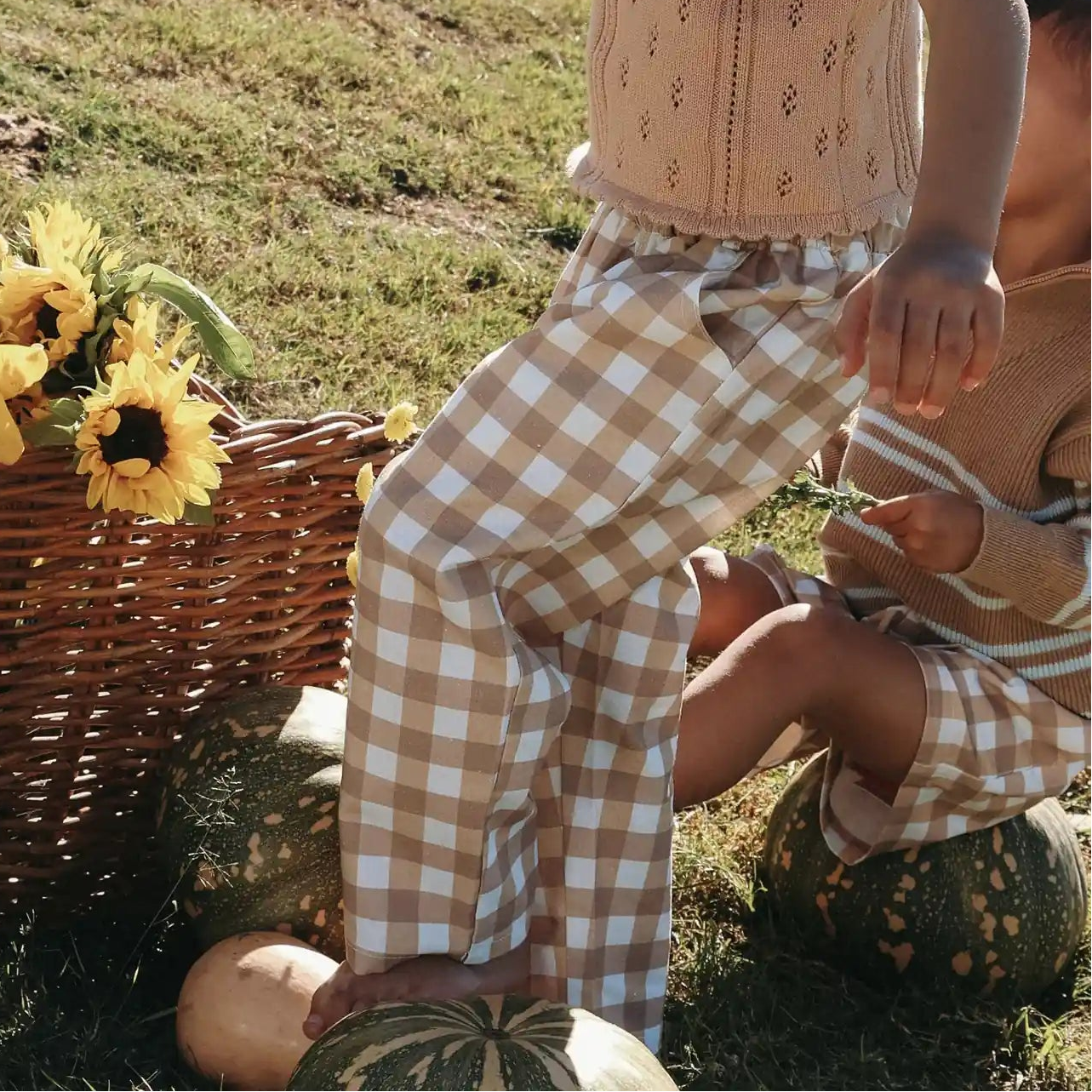Kids Toffee Gingham Pants
