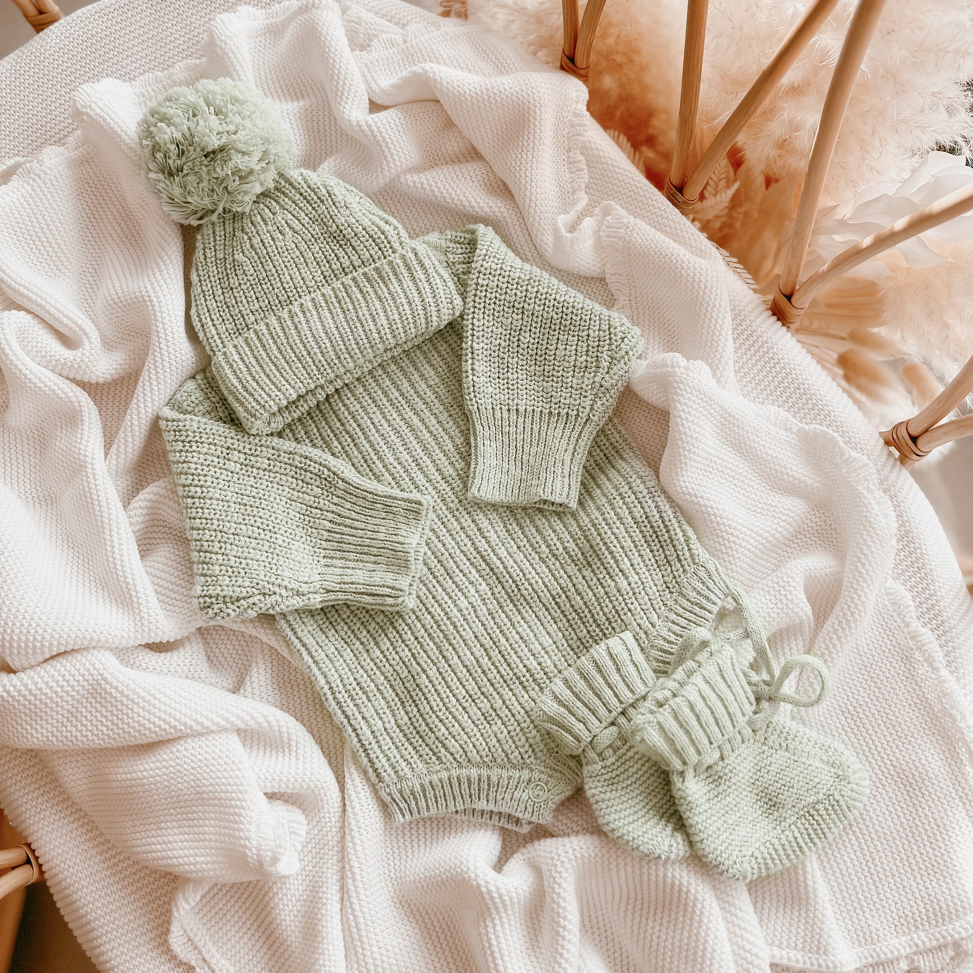 Pear Chunky Knit Romper &amp; Beanie Bundle