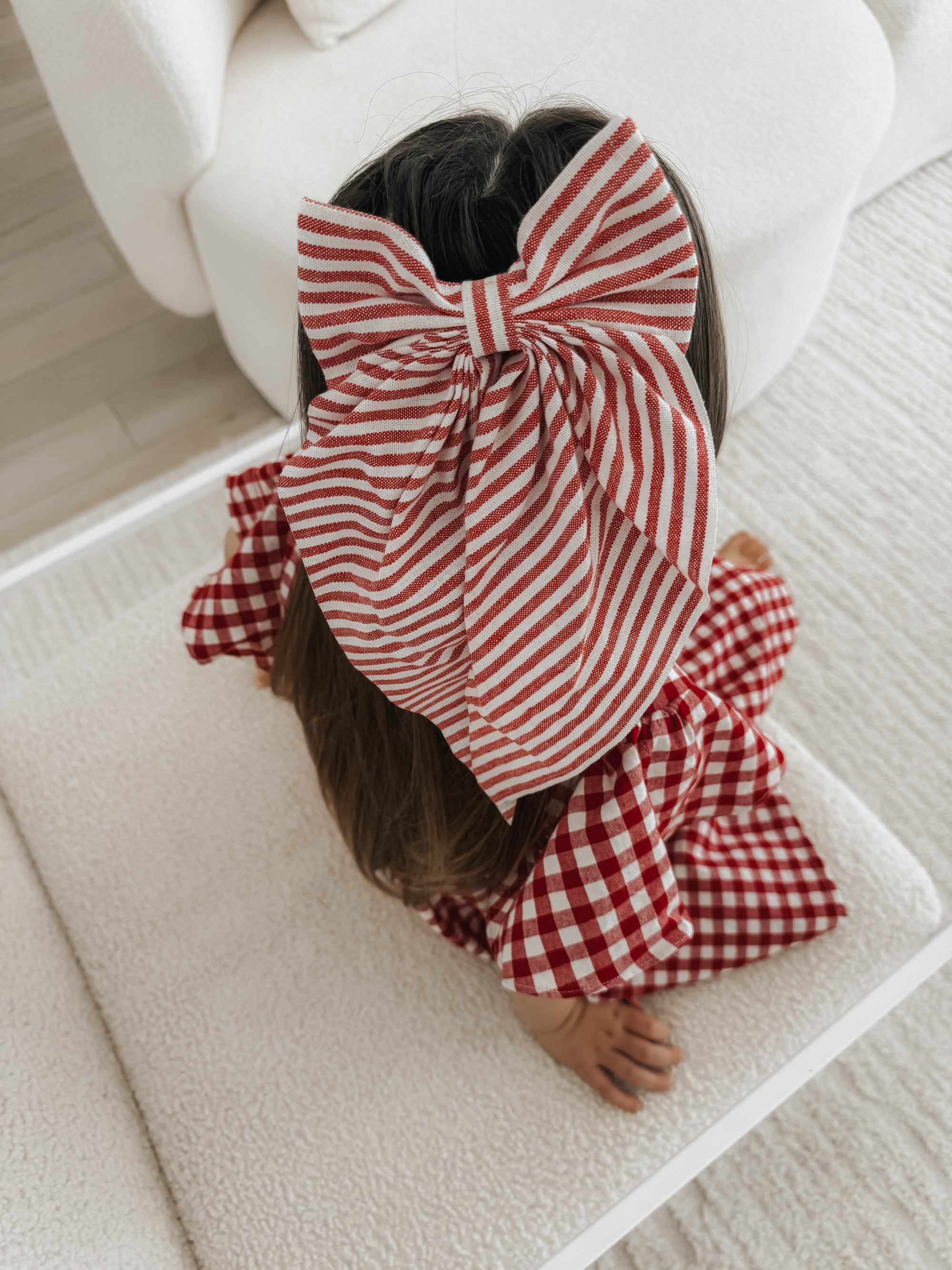 Hair Bow - Red Candy Stripe
