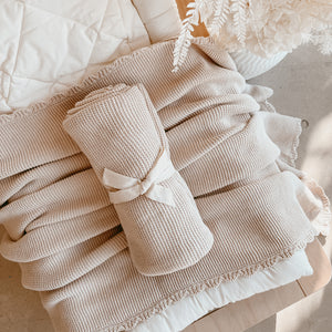 Heirloom Scallop Knit Blanket - 100% Cotton