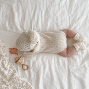 PRE-ORDER 'Hello World' Chunky Knit Romper - Honey - Est. Dispatch LATE MAY