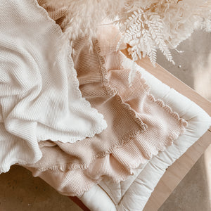 Heirloom Scallop Knit Blanket - 100% Cotton