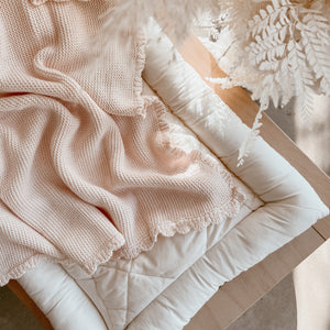 Heirloom Scallop Knit Blanket - 100% Cotton