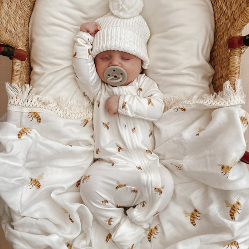 Long Sleeve Bamboo Growsuit - Honey Bee