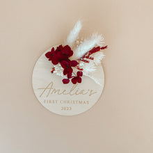 Load image into Gallery viewer, Dried Floral &#39;First Christmas 2023&#39; Personalised Wooden Plaque