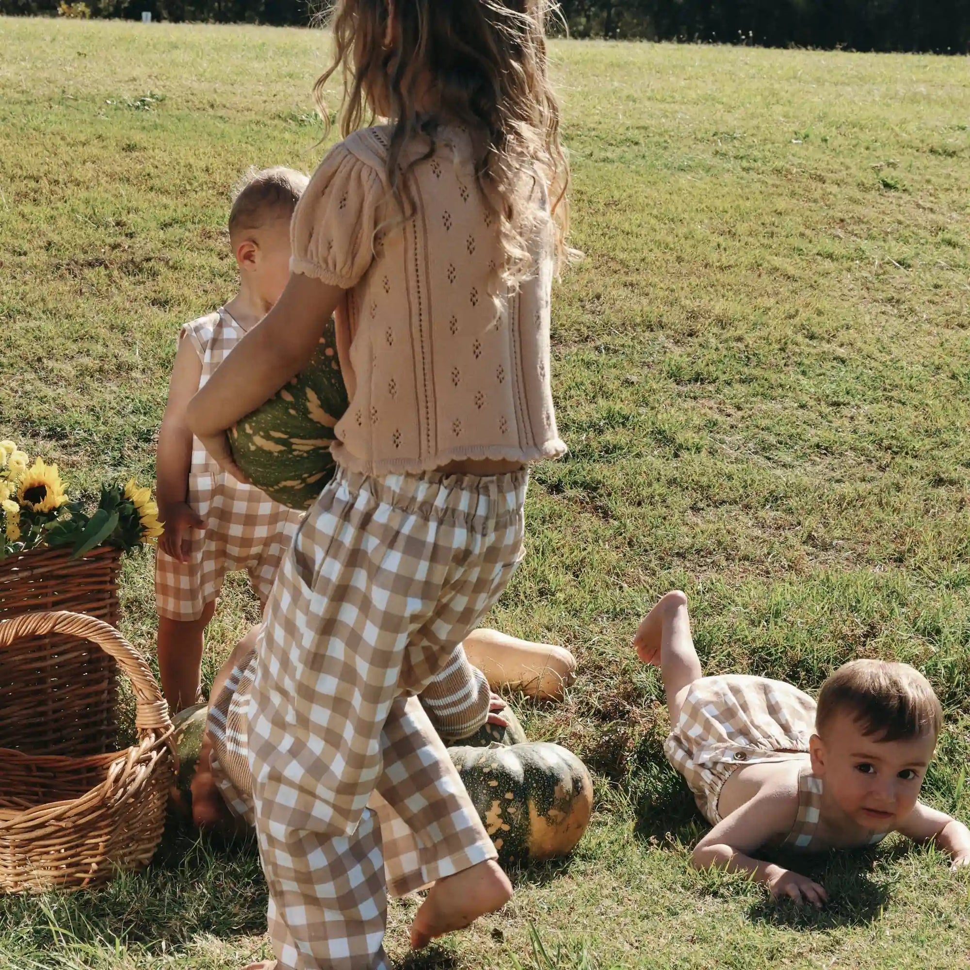 Kids Toffee Gingham Pants